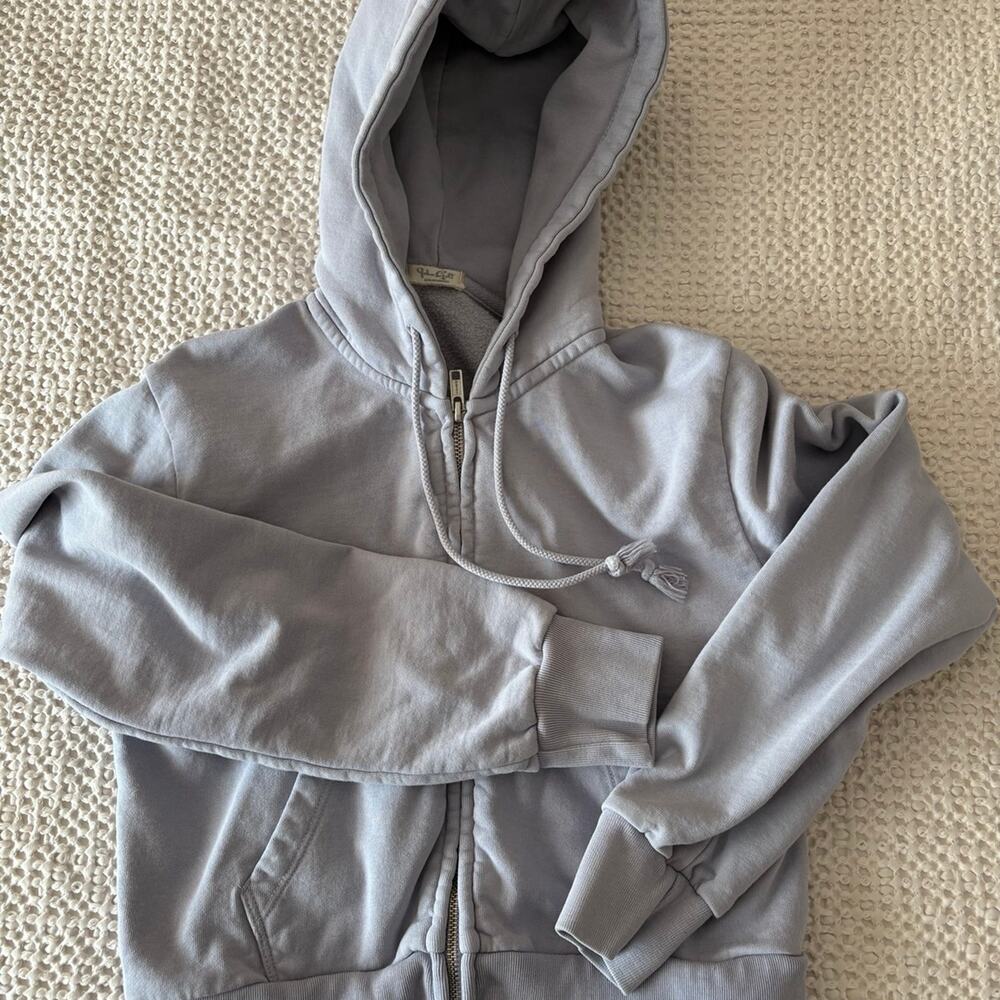 Brandy Melville Blue grey cropped zip up hoodie